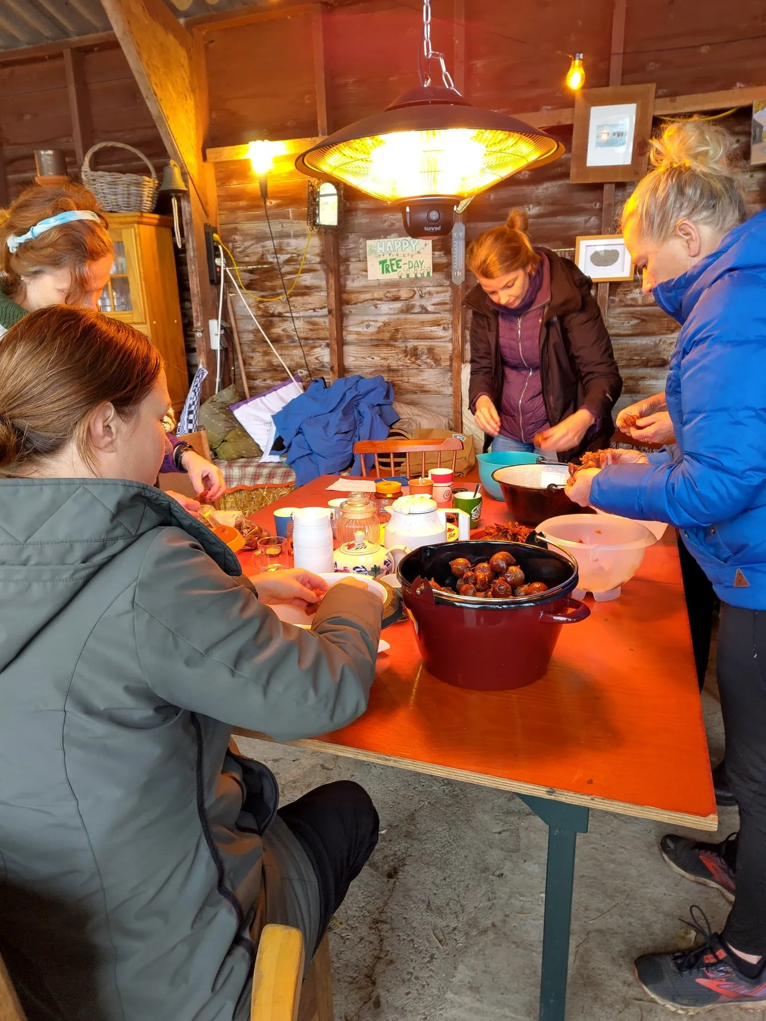 Vrijwilligers aan het werk tijdens de mispeldag in Voedselbos Benthuizen