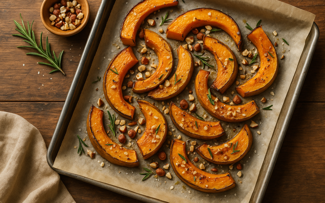 Geroosterde pompoen met hazelnoot-kruim